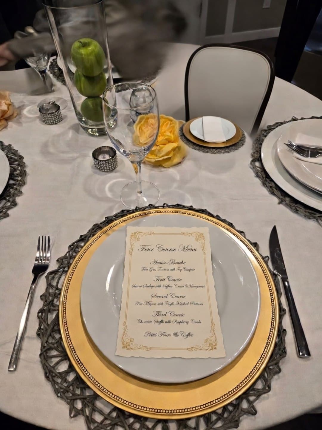 A printed tasting menu set at a place before service